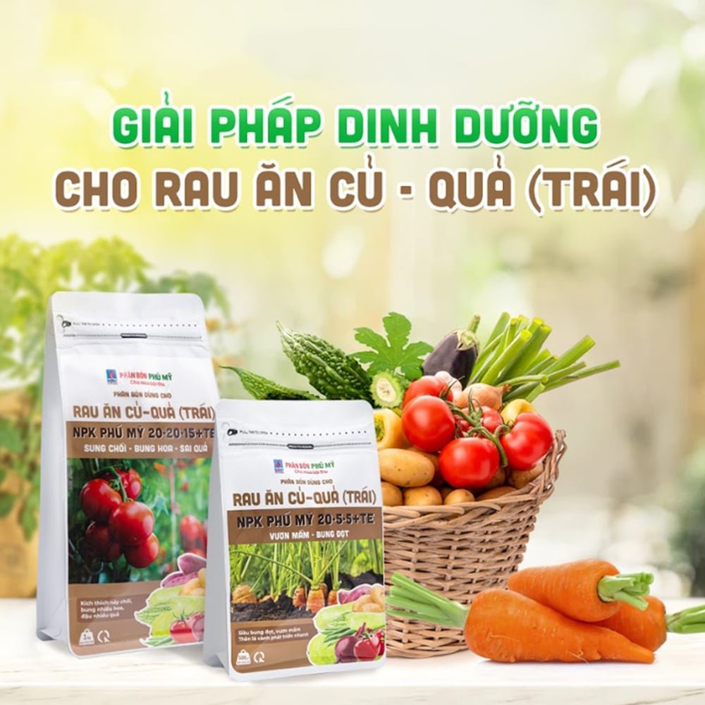 Phân NPK Phú Mỹ 20-5-5 + TE Rau ăn củ – quả – Gói 500gram 3