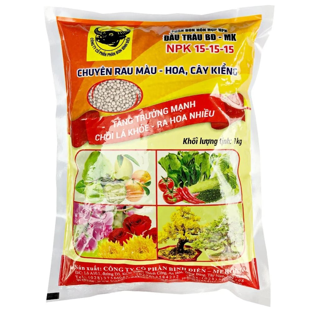 Phân bón đầu trâu NPK 15-15-15 tăng trưởng mạnh, chồi lá khỏe, ra hoa nhiều – Gói 1kg 2