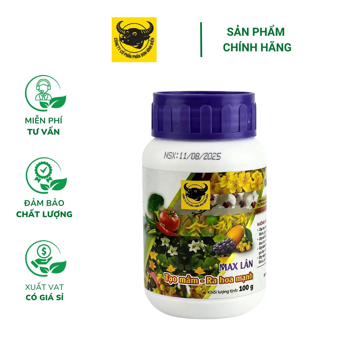 Phân Đầu Trâu MAX LÂN 58 siêu kích tạo mầm hoa – Chai 100 gram