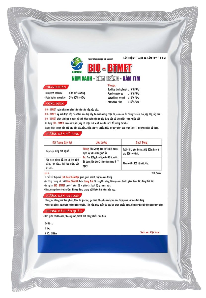 Nấm 3 màu BIO-BTMET (Gói 200g) – Phân vi sinh nấm xanh nấm trắng nấm tím 3