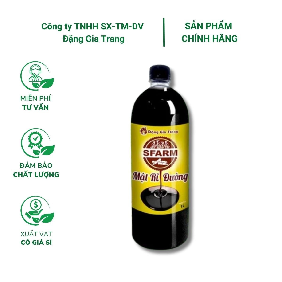 Mật rỉ đường SFARM (Chai 1 lít) – Nuôi cấy vi sinh, ủ phân bón và rác thải hữu cơ, xử lý nước thải, nông nghiệp, chăn nuôi