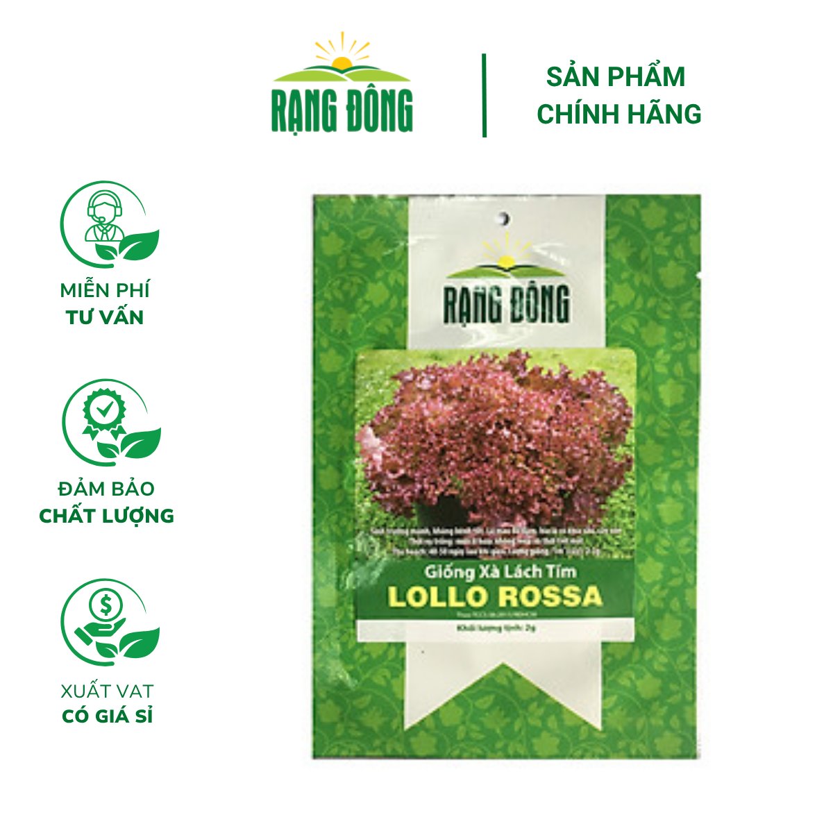 Hạt giống Xà lách tím Lollo Rossa – Gói 2 gram