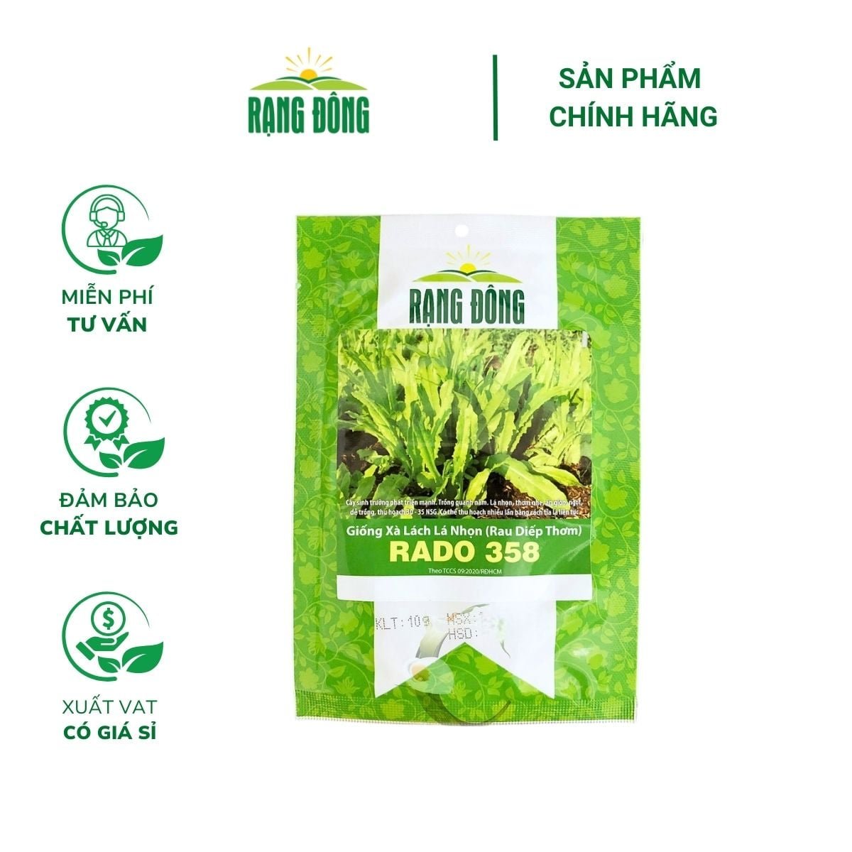 Hạt giống Rau diếp thơm (Xà lách lá nhọn) RADO 358 – Gói 10 gram