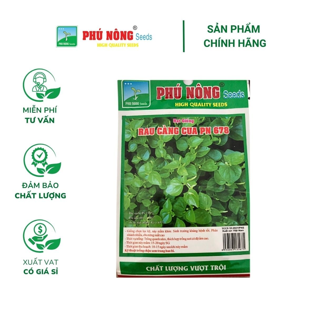 Hạt giống Rau càng cua PN 678 – Gói 0.5 gram
