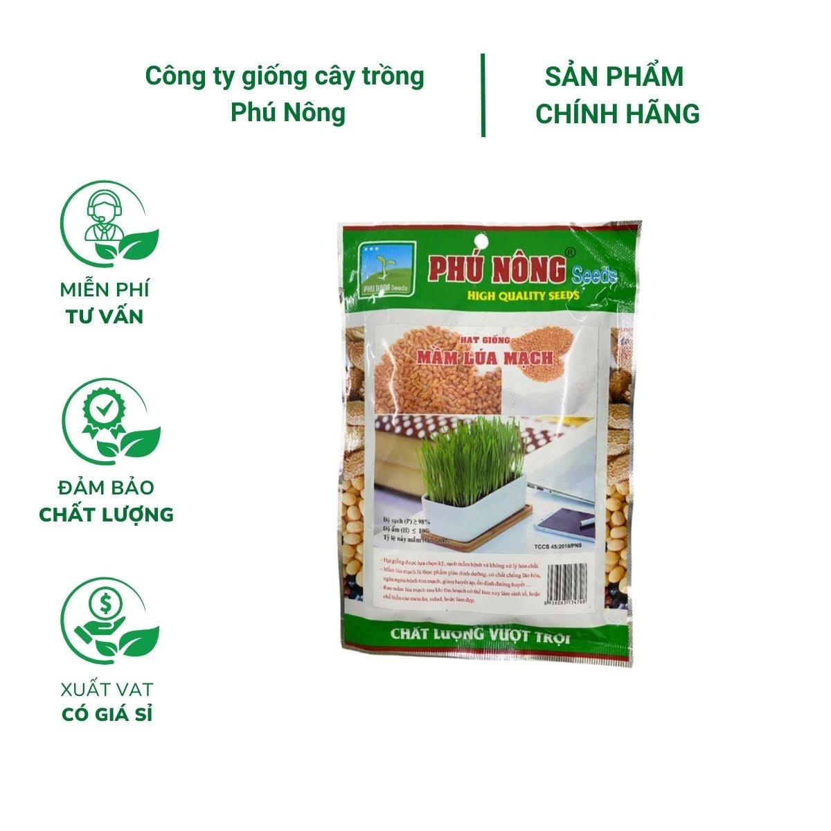 Hạt giống mầm lúa mạch Phú Nông