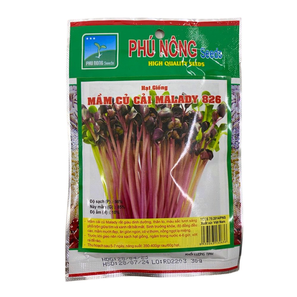 Hạt giống Mầm cải củ MALADY 826 – Gói 30 gram