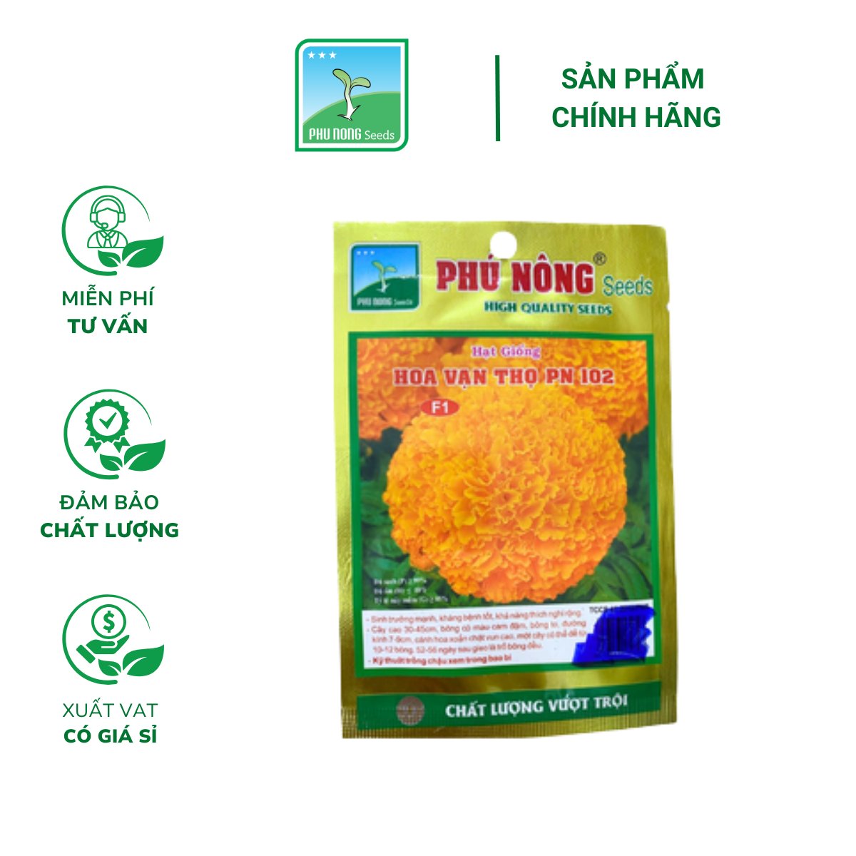 Hạt giống Hoa vạn thọ lùn cam PN 102