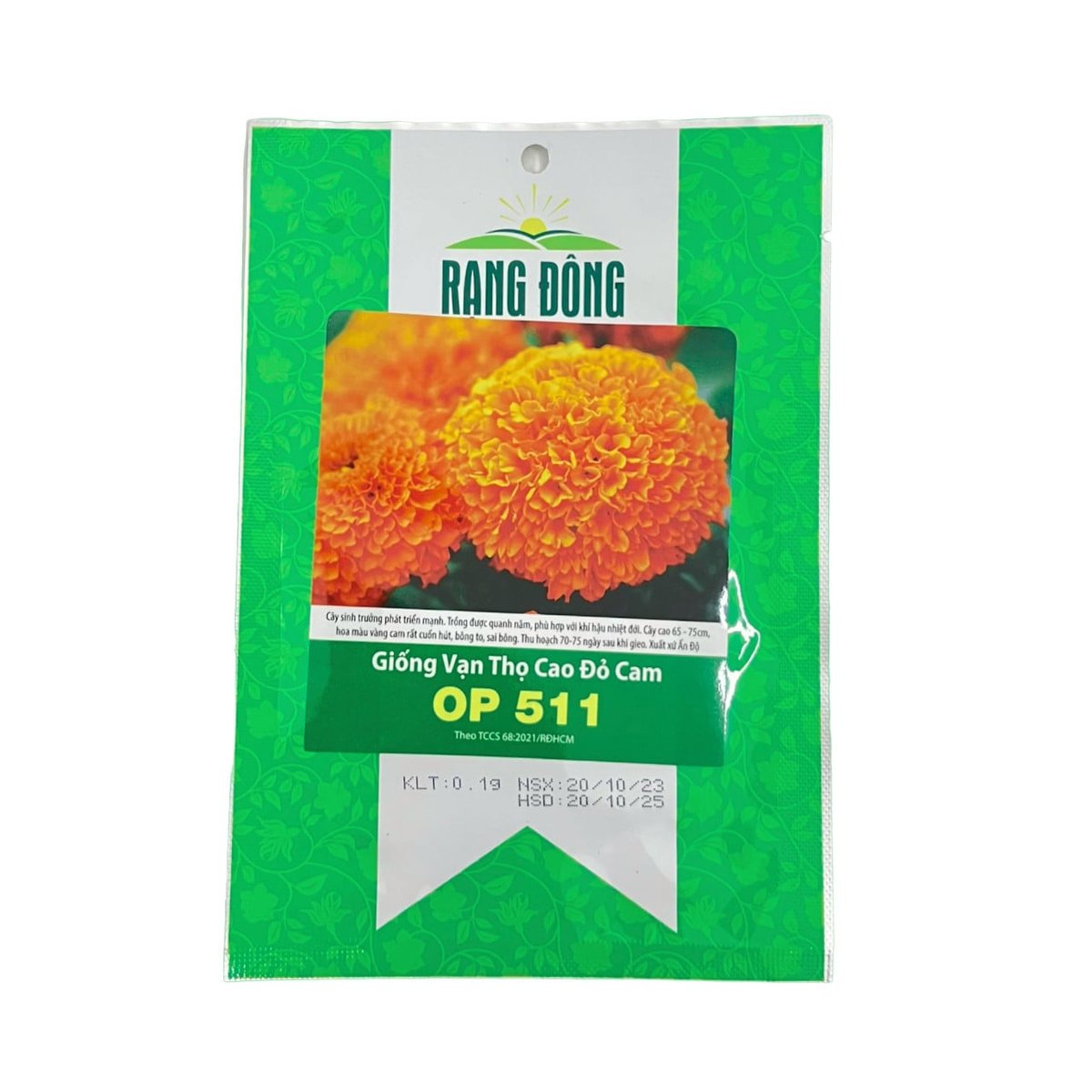 Hạt giống Hoa Vạn thọ cao đỏ cam OP 511 – Gói 0.1 gram