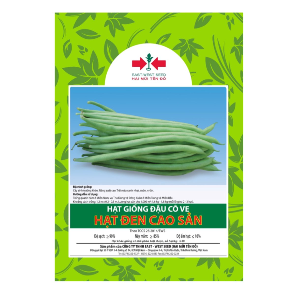 Hạt giống Đậu Cove hạt đen cao sản East-West Seed (Hai Mũi Tên Đỏ) – Gói 40 hạt