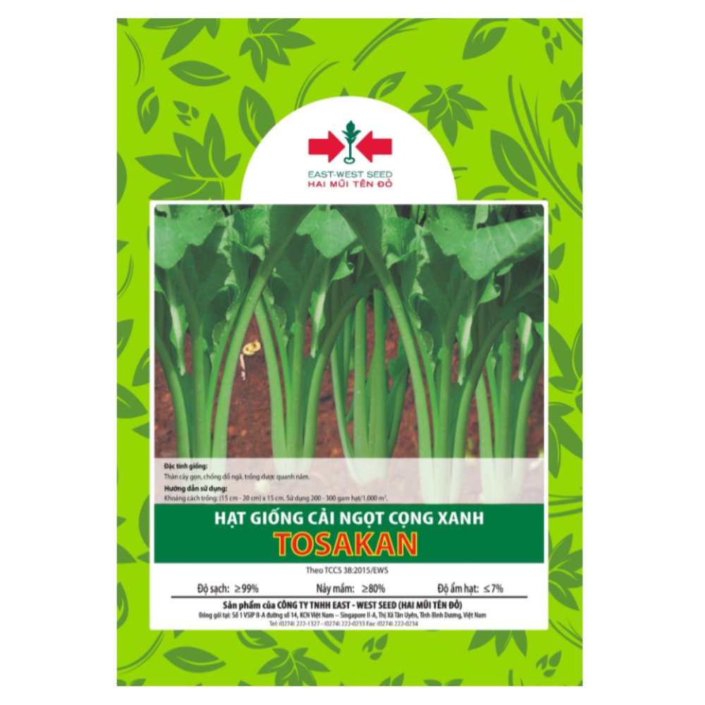 Hạt giống Cải ngọt cọng xanh Tosakan Hai Mũi Tên Đỏ – Gói 100gr