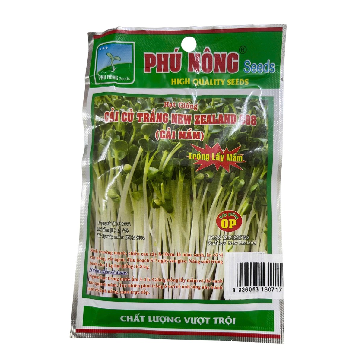 Hạt giống Cải củ trắng New Zealand 888 (Cải mầm) Phú Nông 3