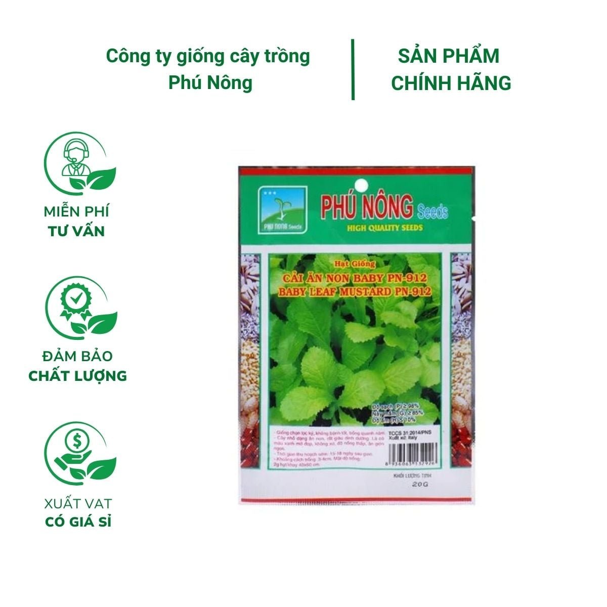 Hạt giống Cải Ăn Non Baby PN – Gói 20 gram