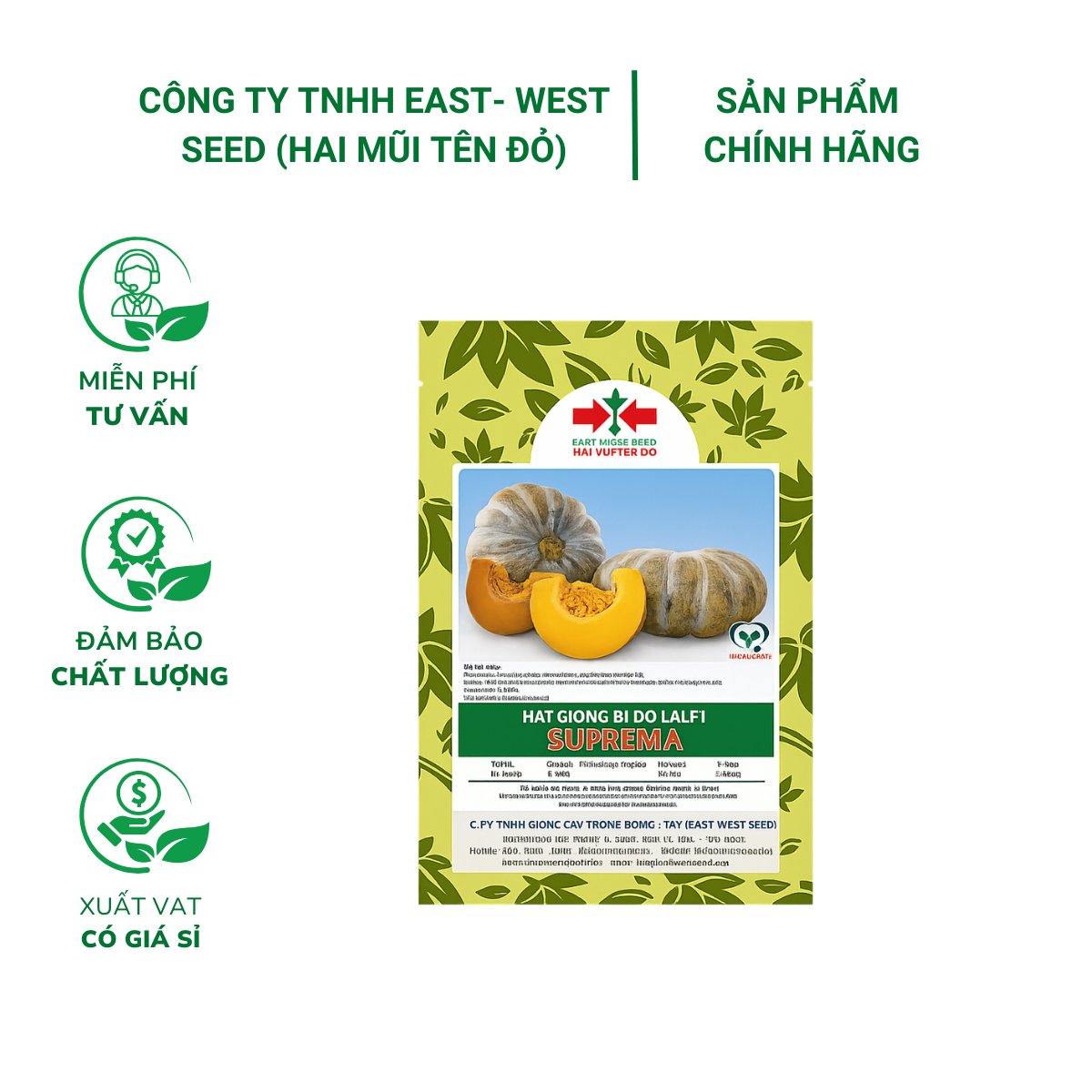 Hạt giống Bí đỏ lai F1 SUPREMA East-West Seed (Hai Mũi Tên Đỏ) – Gói 20 gram