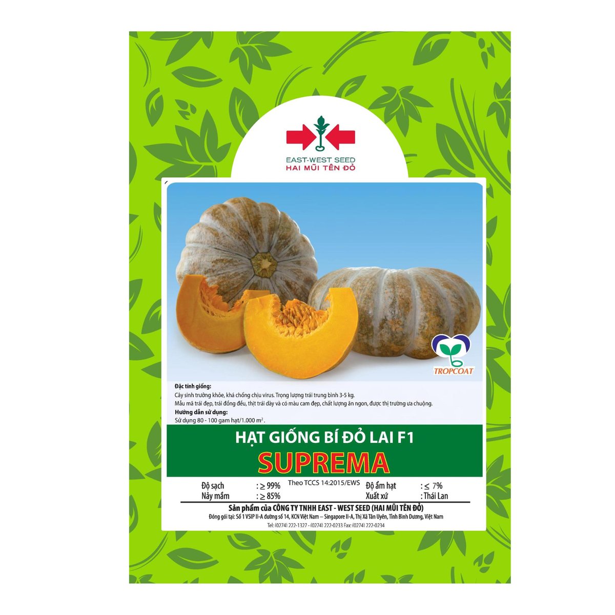 Hạt giống Bí đỏ lai F1 SUPREMA East-West Seed (Hai Mũi Tên Đỏ) – Gói 12 hạt