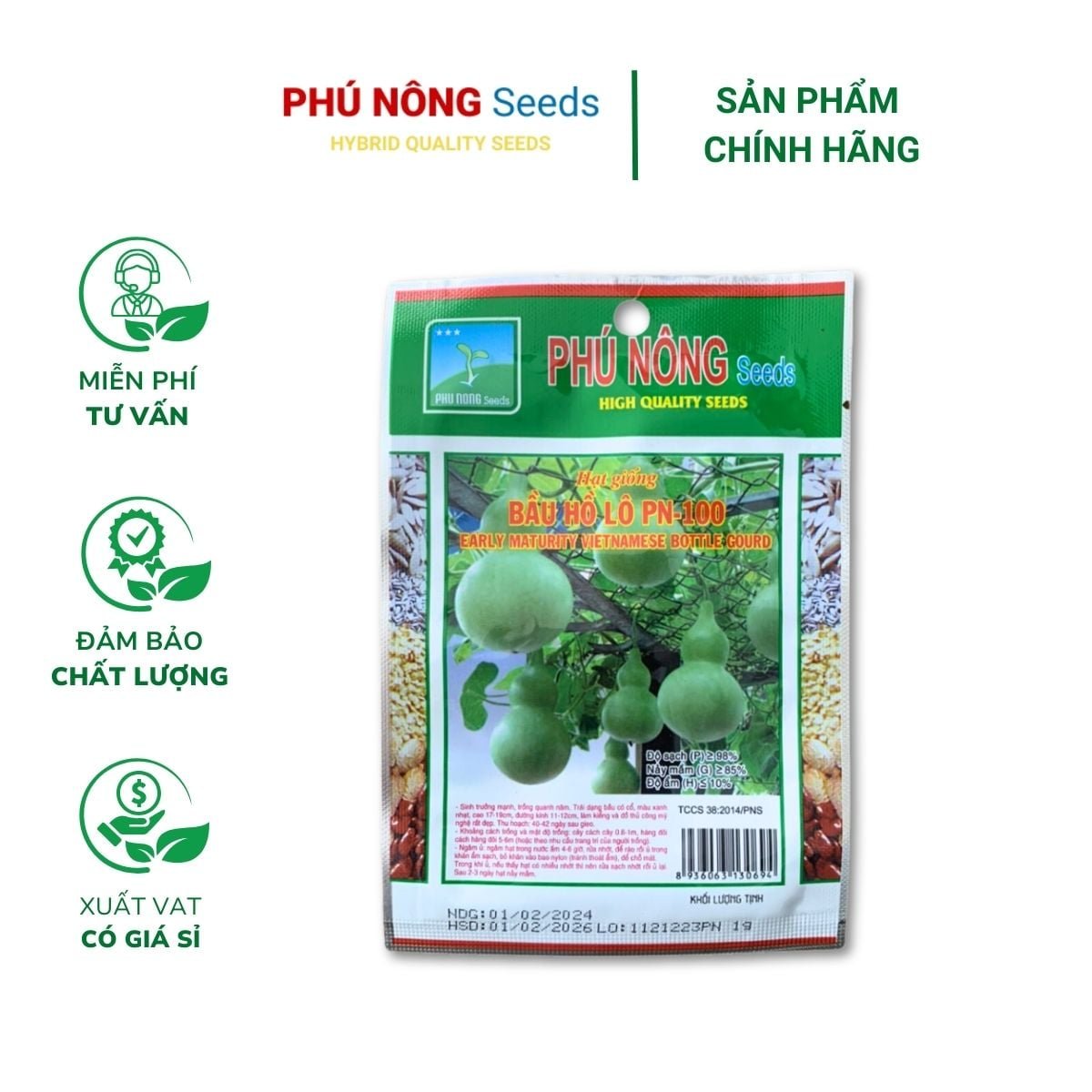 Hạt giống Bầu Hồ Lô PN – Gói 1 gram