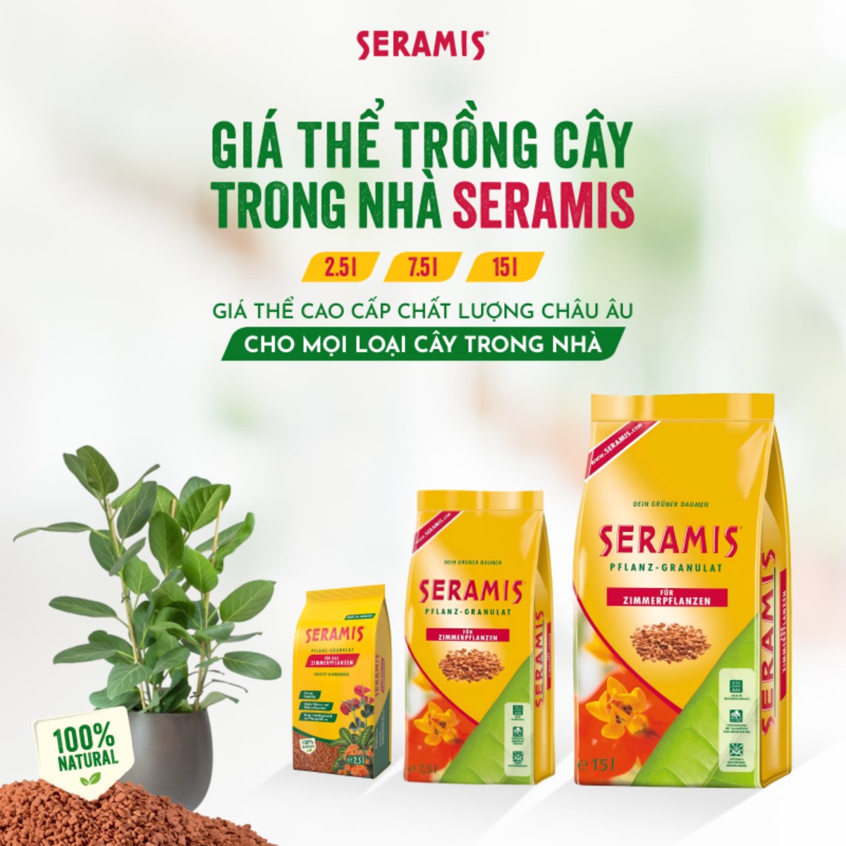 Giá thể trồng cây trong nhà SERAMIS nhập khẩu từ Đức 3