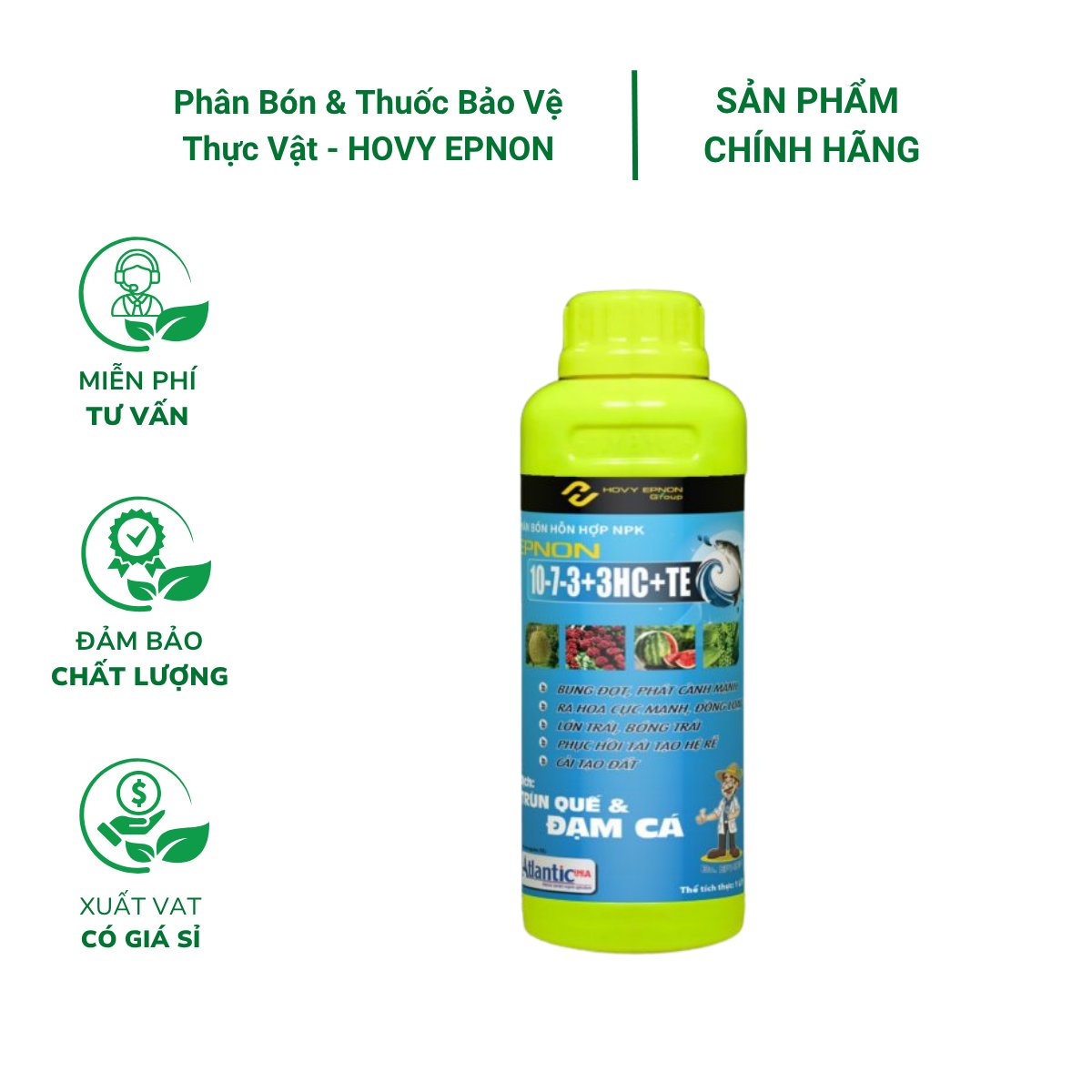 Dịch Trùn Quế và Đạm Cá (10-7-3+3HC+TE) Giúp bung đọt non, mập đọt, nhiều chồi, dày lá xanh lá, Ra hoa mạnh và đồng loạt – Chai 1 Lít