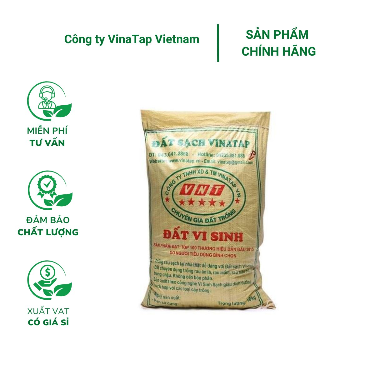 Đất Vi sinh VinaTap trồng cây giàu dinh dưỡng – Bao 10kg