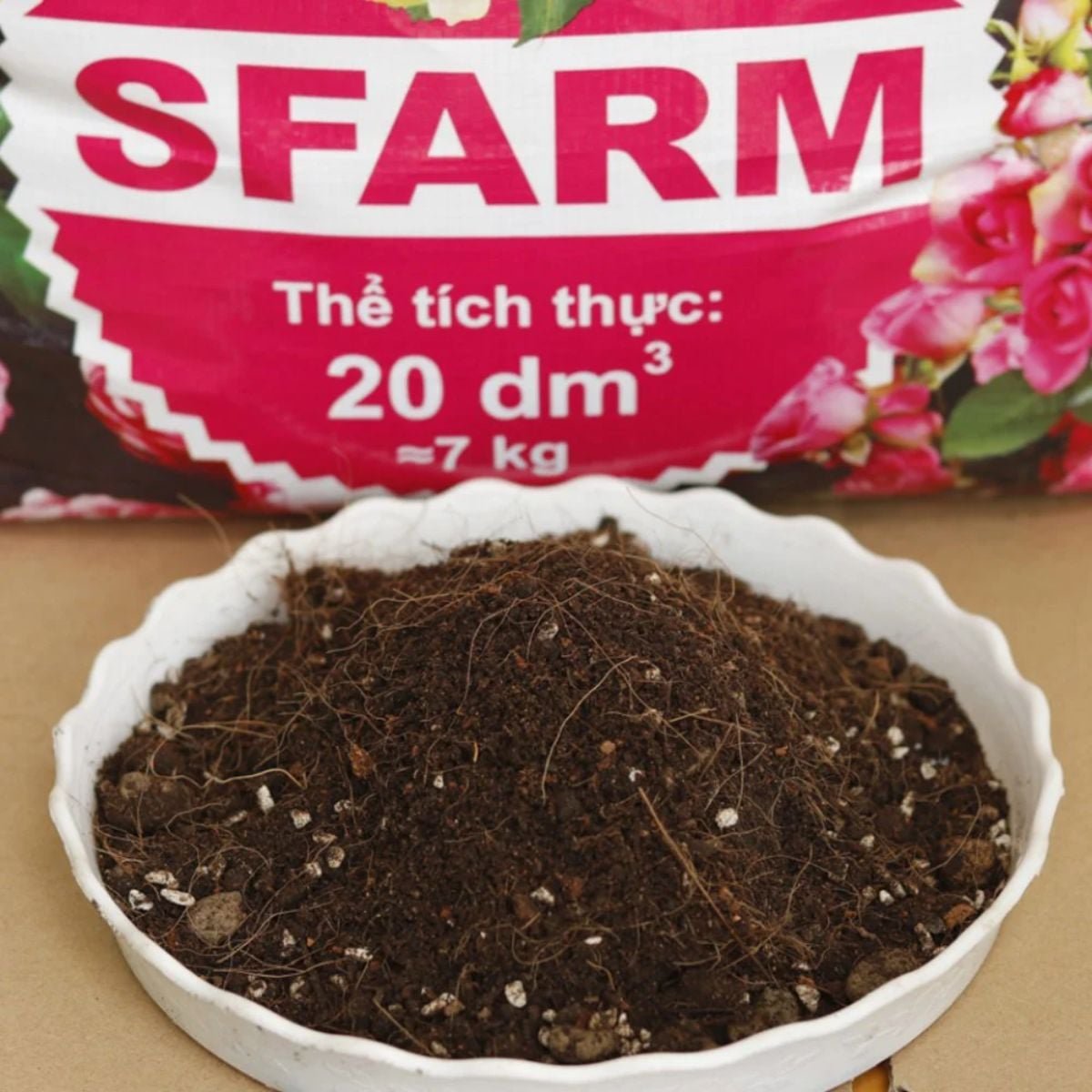Đất trồng hoa hồng Sfarm (20dm³) – Đất sạch trồng hoa hồng, dinh dưỡng hữu cơ, tơi xốp, không cần trộn thêm 3