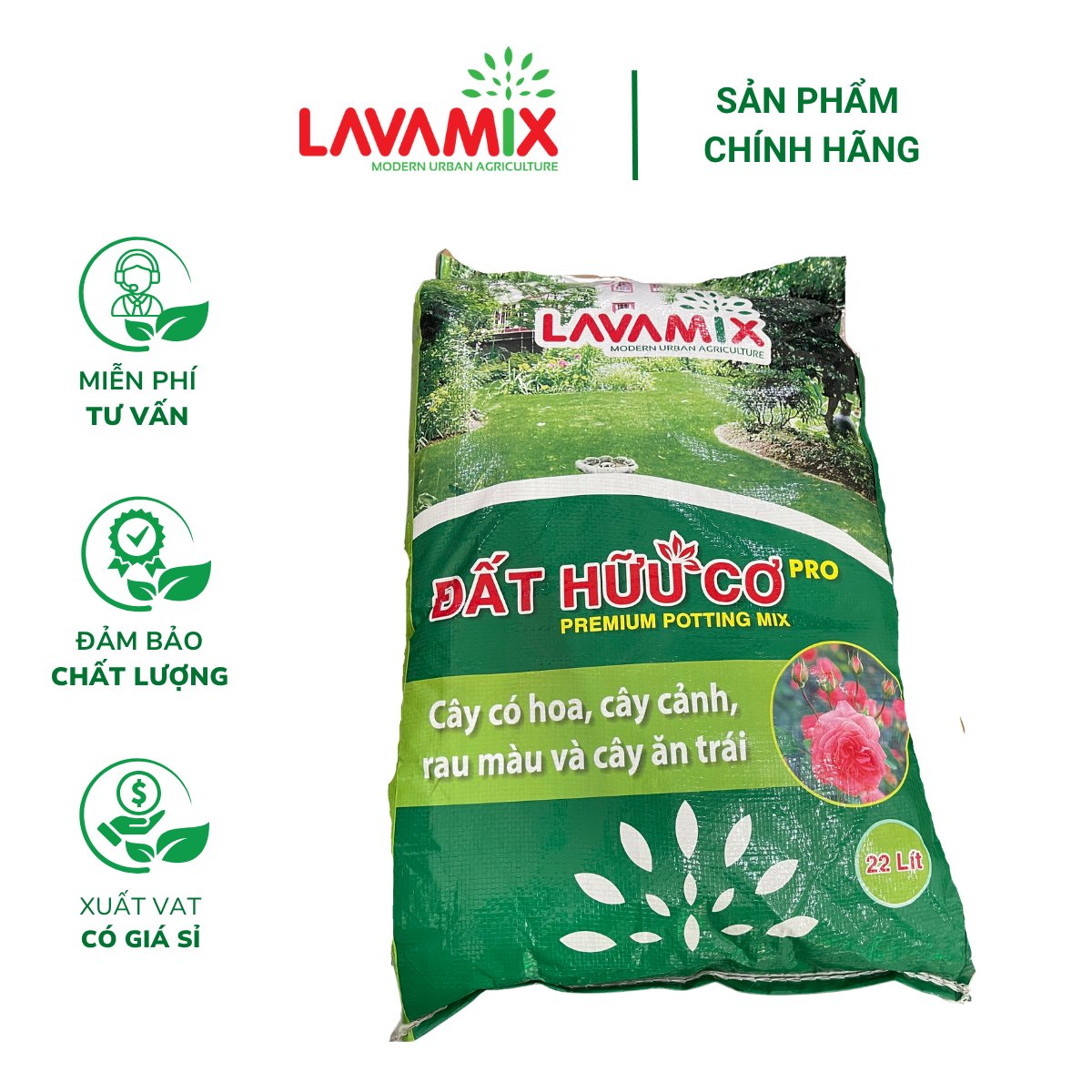 Đất hữu cơ LAVAMIX Premium Potting Mix – Bao 22 lít