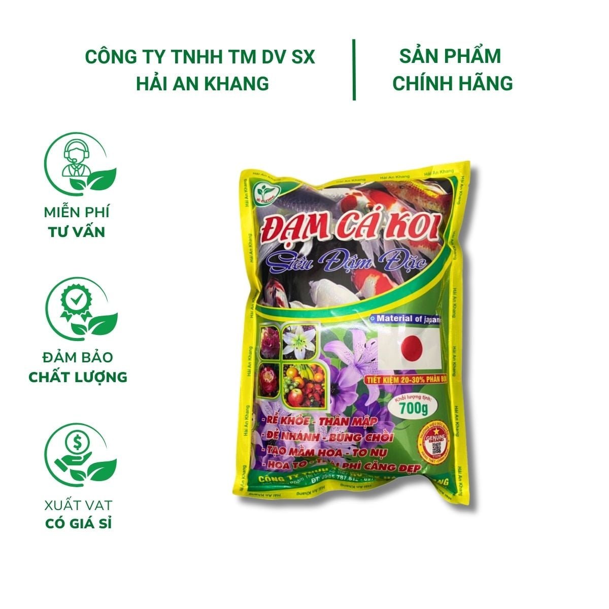 Đạm Cá Koi chuyên dùng cho hoa kiểng, rau màu – Gói 700g