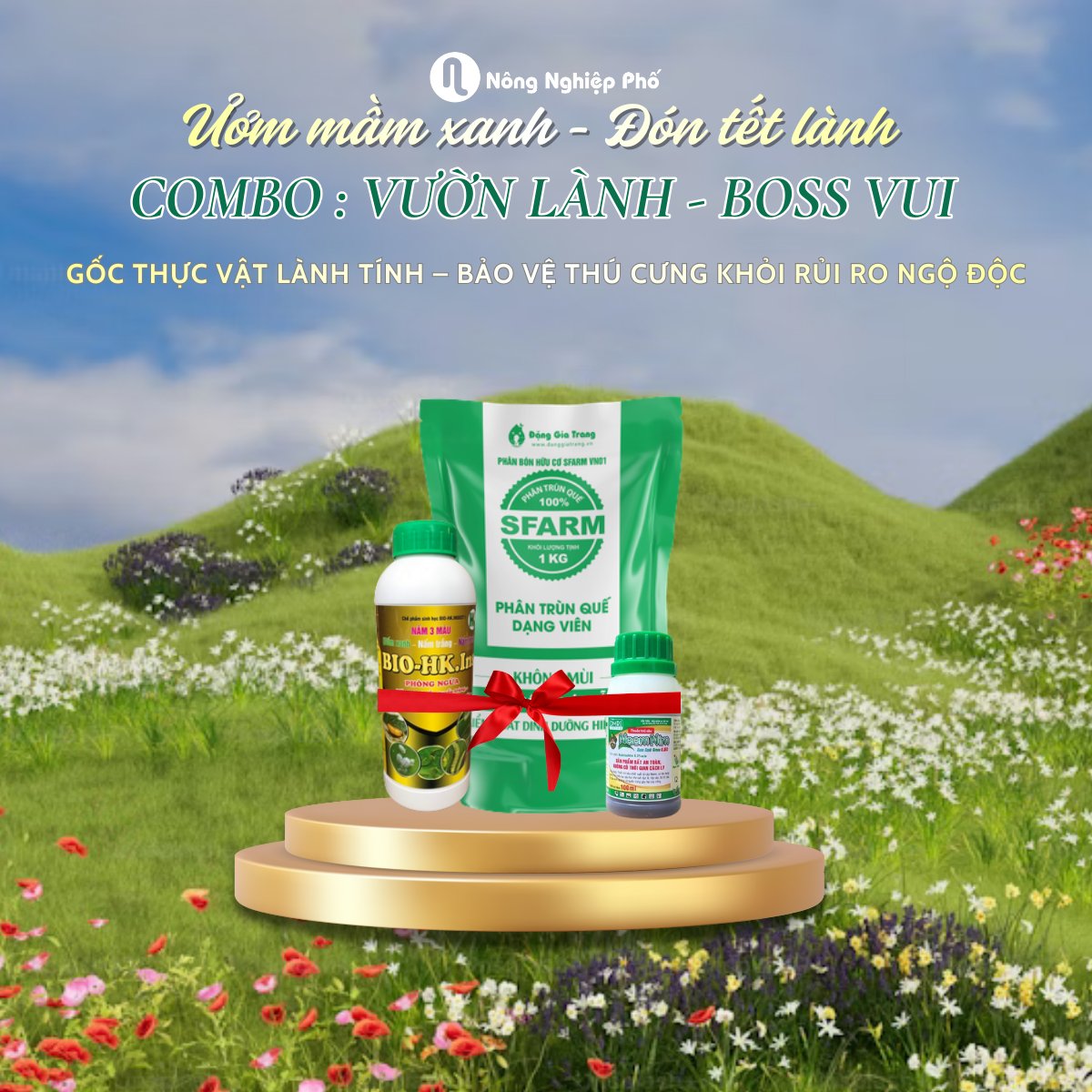 Combo “Vườn Lành – Boss Vui” – Chăm cây hữu cơ, an toàn tuyệt đối cho thú cưng