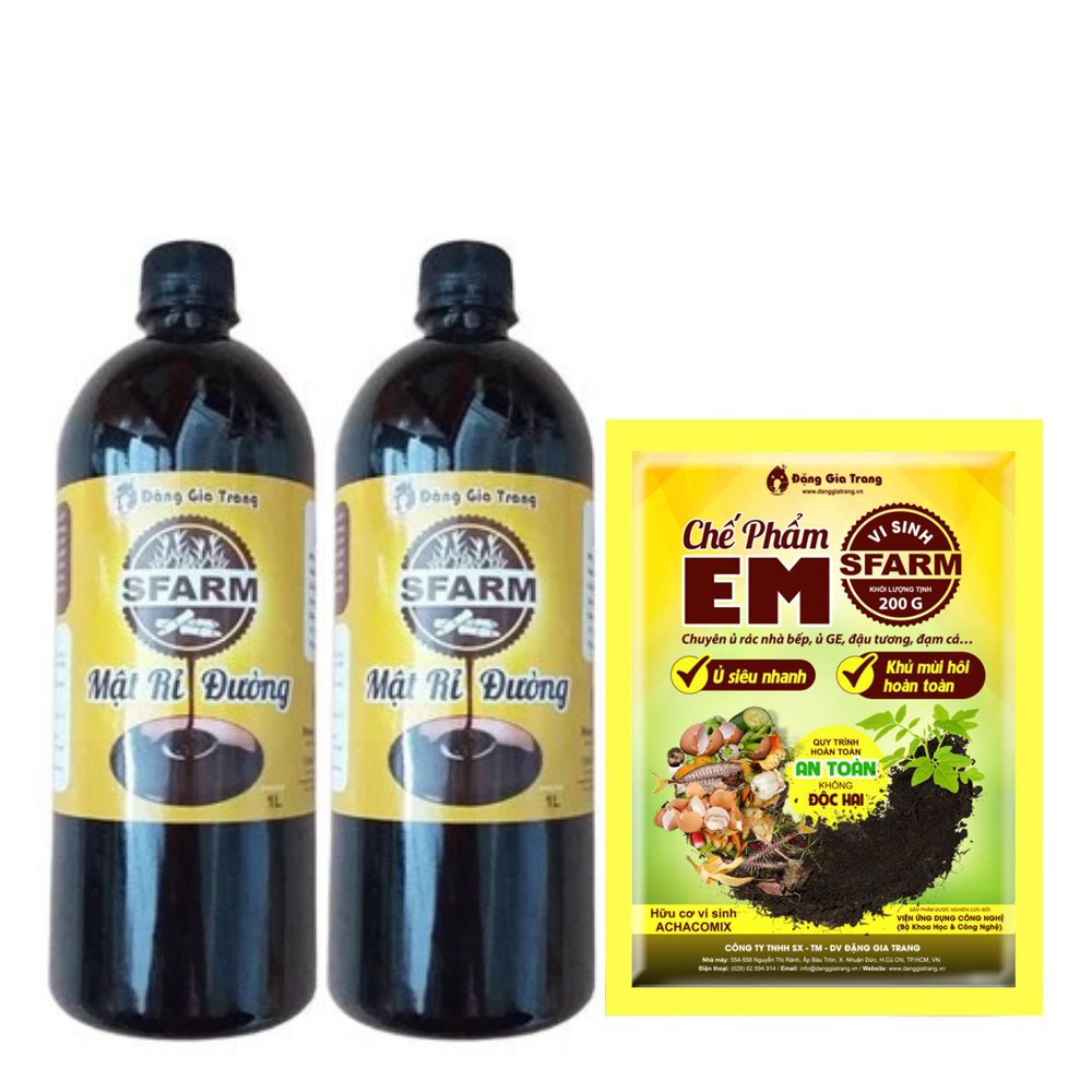 Combo 1 túi chế phẩm EM Sfarm 200gr và 2 chai mật rỉ đường Sfarm 1 lít – Tại CH TP. HCM 2
