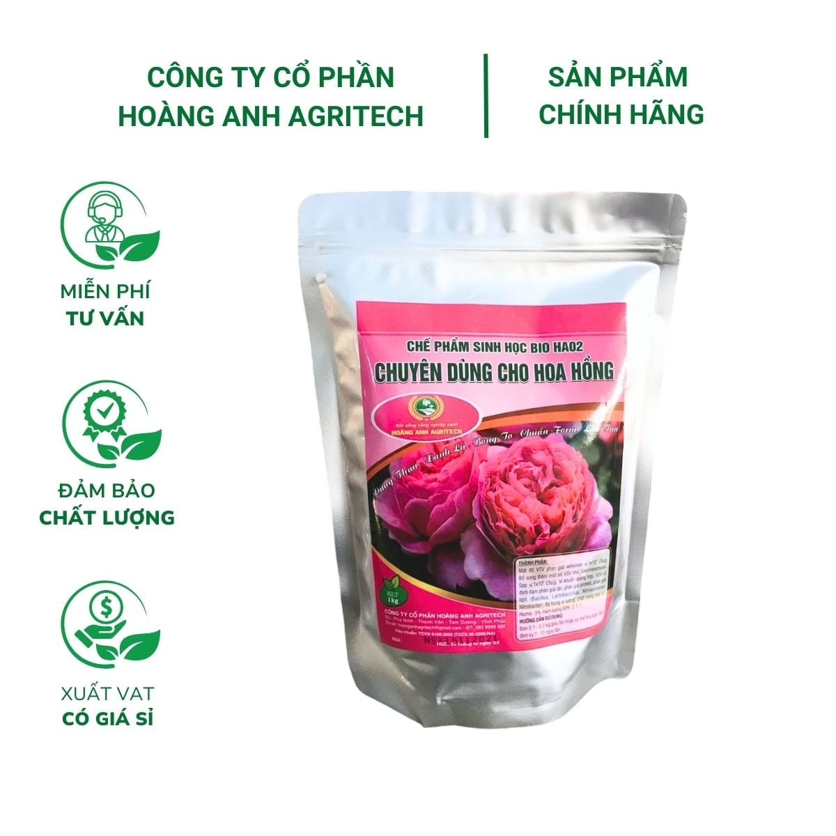 Chế phẩm sinh học chuyên dùng cho hoa hồng (Bio HA 02) hoa mẫu đơn – 1kg