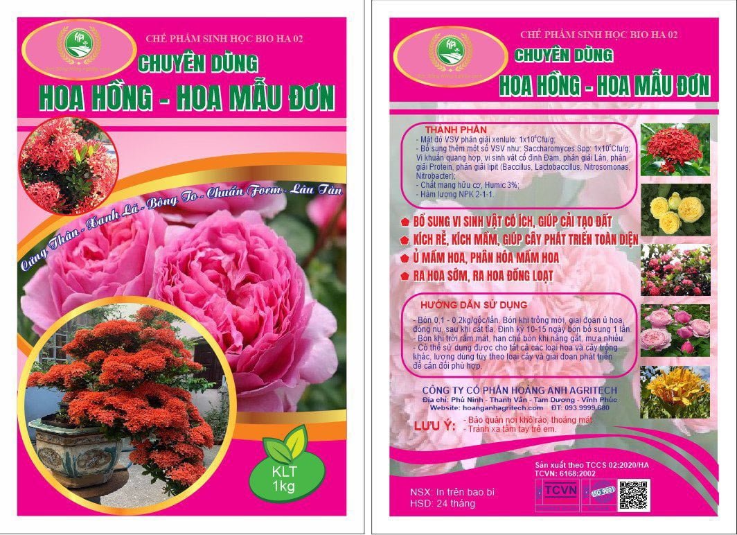 Chế phẩm sinh học chuyên dùng cho hoa hồng (Bio HA 02) hoa mẫu đơn – 1kg 2
