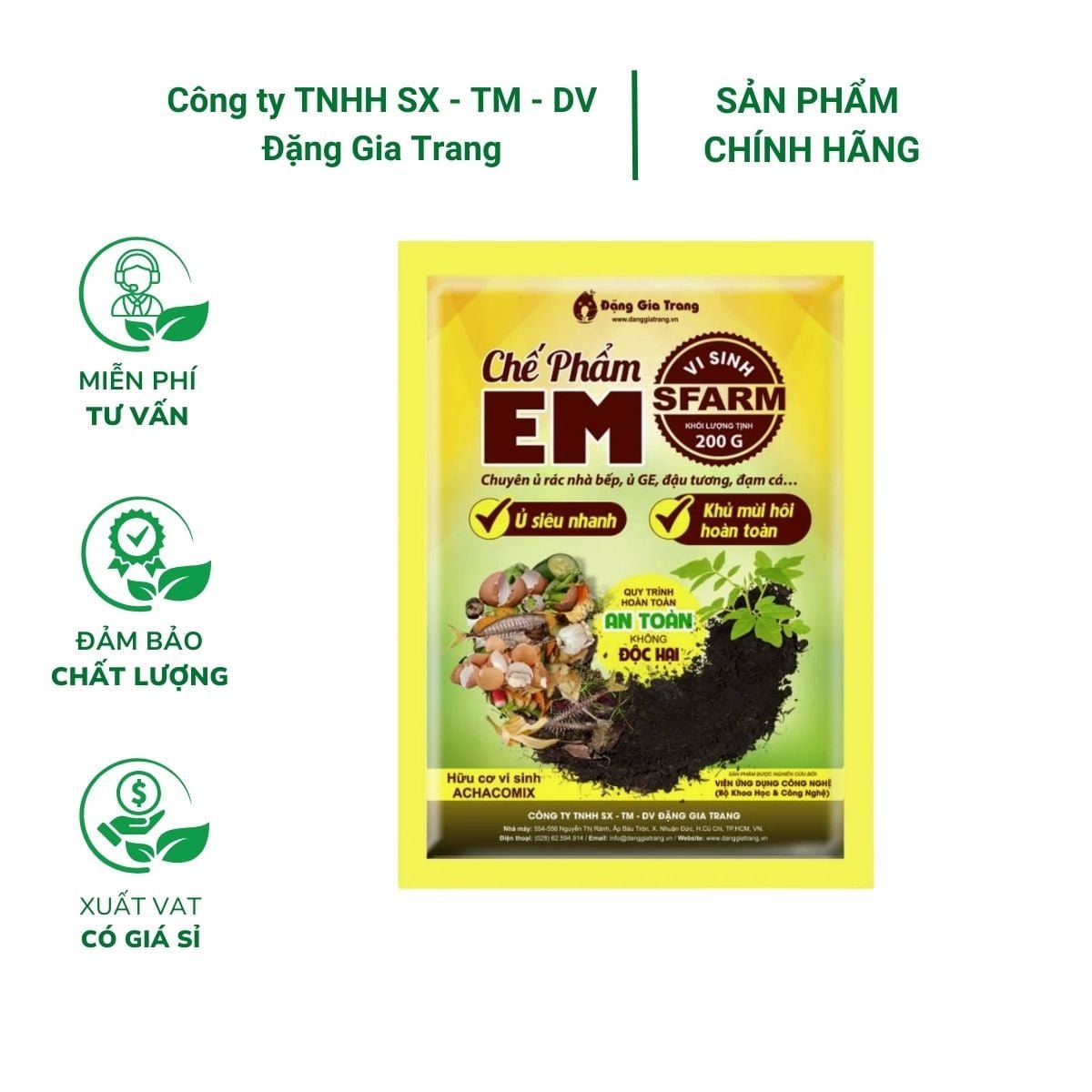 Chế phẩm EM SFARM (Gói 200g) – Chế phẩm vi sinh ủ phân, khử mùi hiệu quả