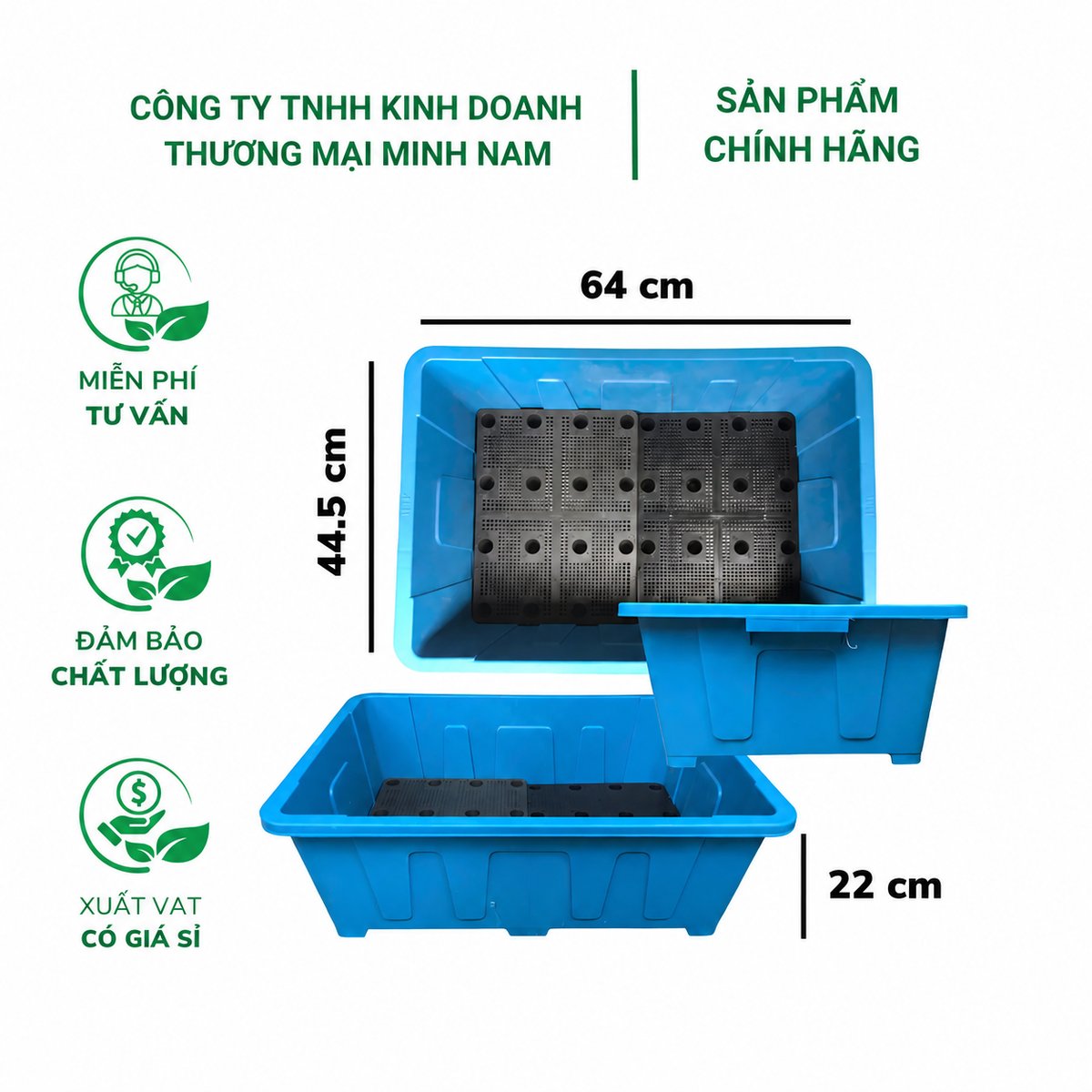 Chậu Aquaponics 45L chậu nhựa cứng trồng rau củ quả tại nhà – Không logo