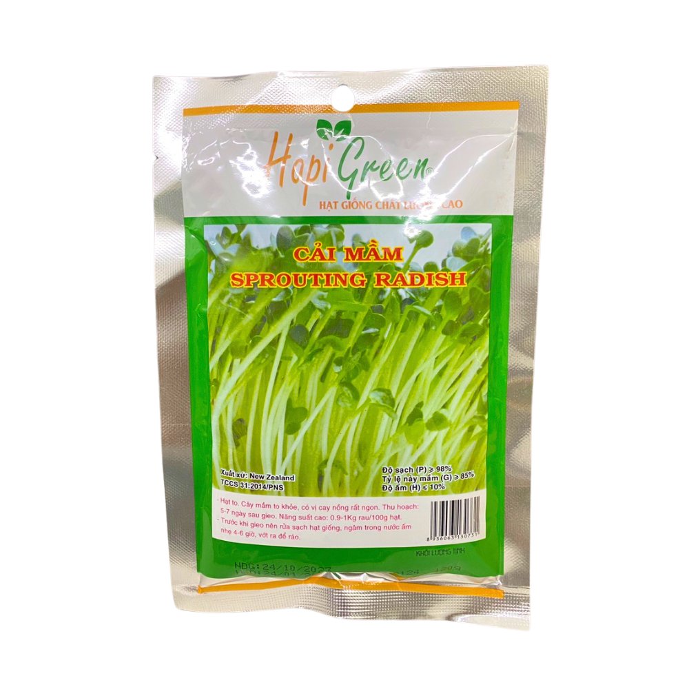 Hạt giống cải mầm Sprouting Radish Hapi Green – Gói 120 Gram
