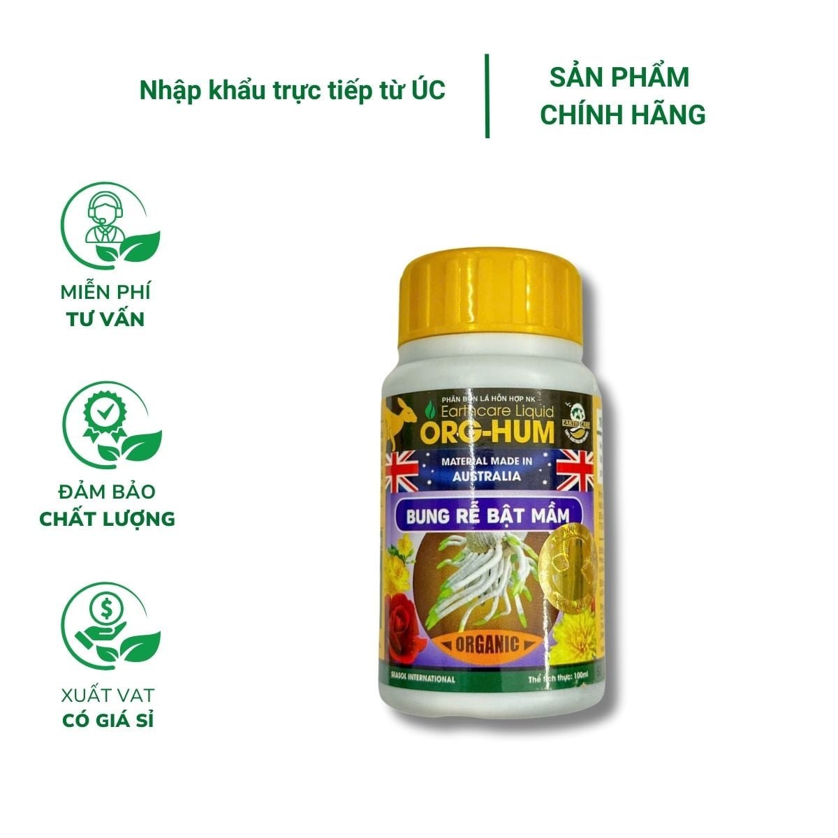 Chế phẩm kích mầm – bật mầm ORG HUM nhập khẩu từ Úc – Chai 100ml