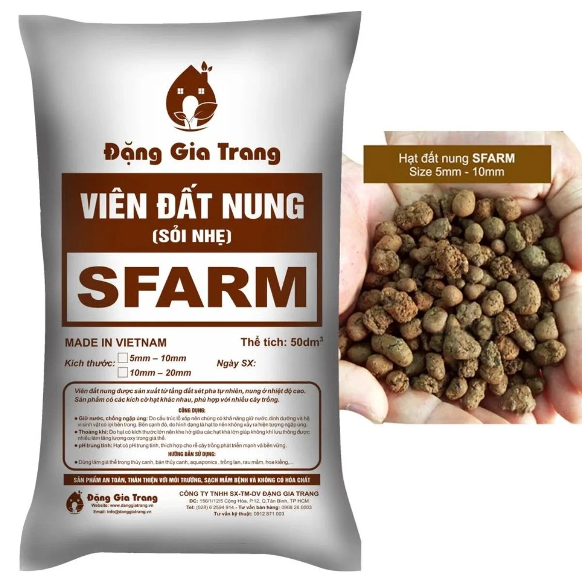 Viên đất nung SFARM – Giá thể trồng rau mầm, hoa kiểng 3