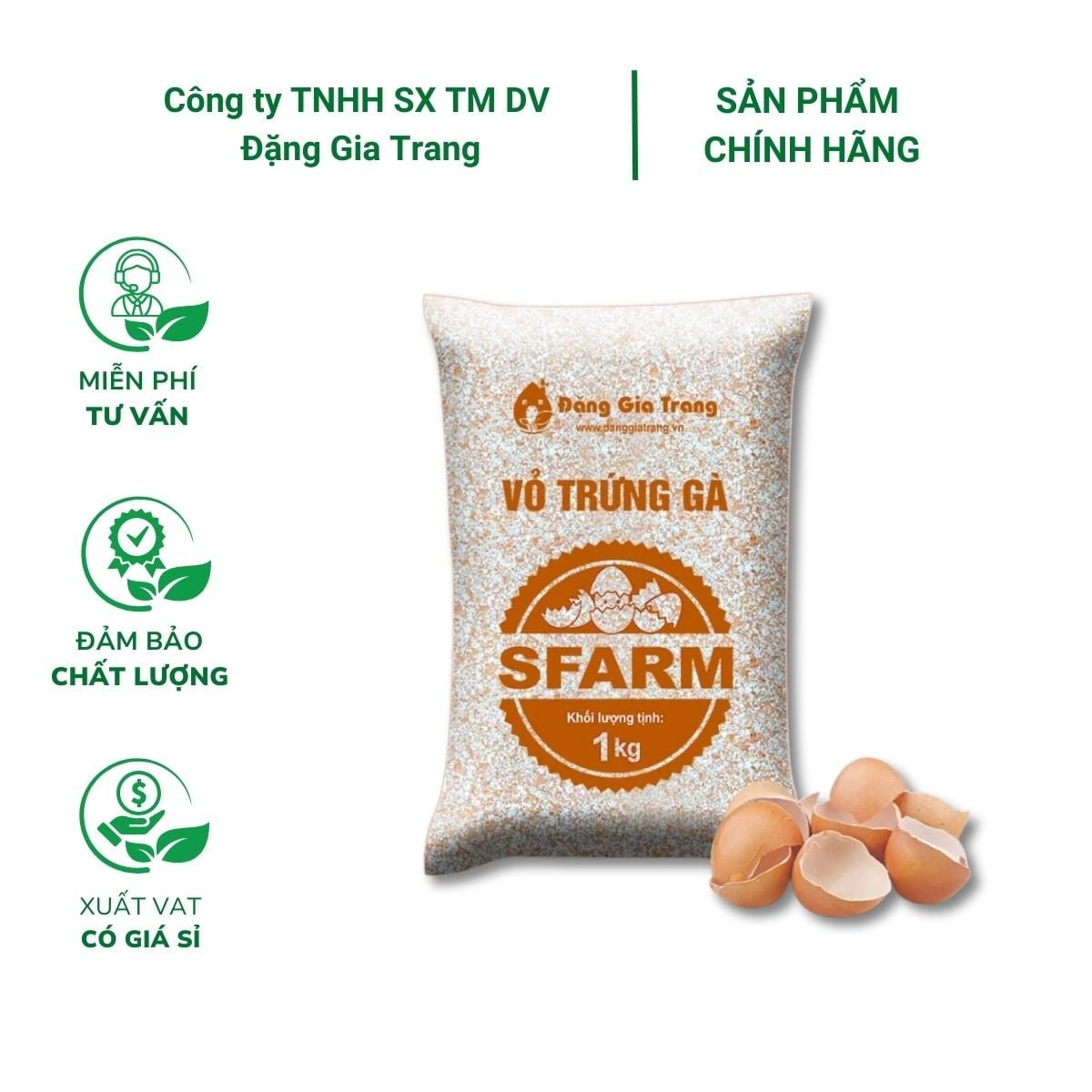 Vỏ trứng gà SFARM (1kg) – Cải tạo đất, bổ sung Canxi, cho cây con, rau màu