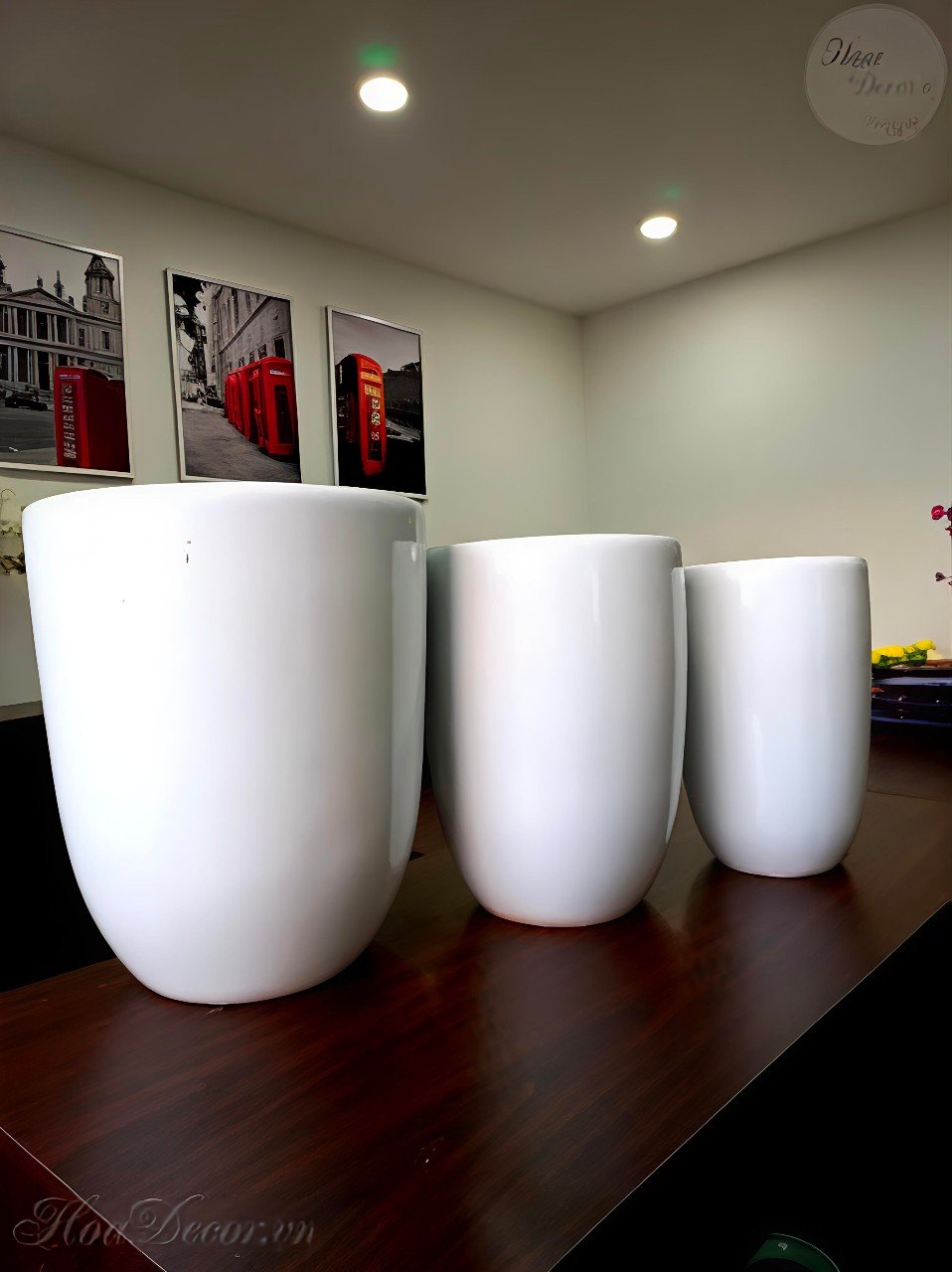 Chậu Sứ Bơm Trắng Tròn Trơn Cao 35x50cm