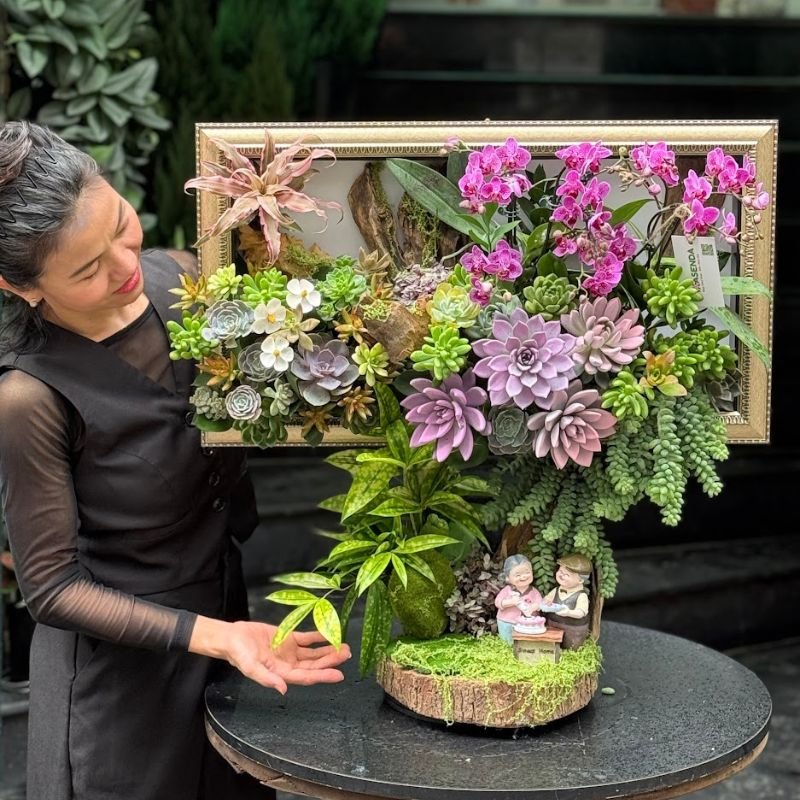 Hoa Lan Hồ Điệp Tết 2026: Tranh Hoa 3D Kết Từ Lan Mini Mix Sen Đá Tươi Đẹp Bền Lâu