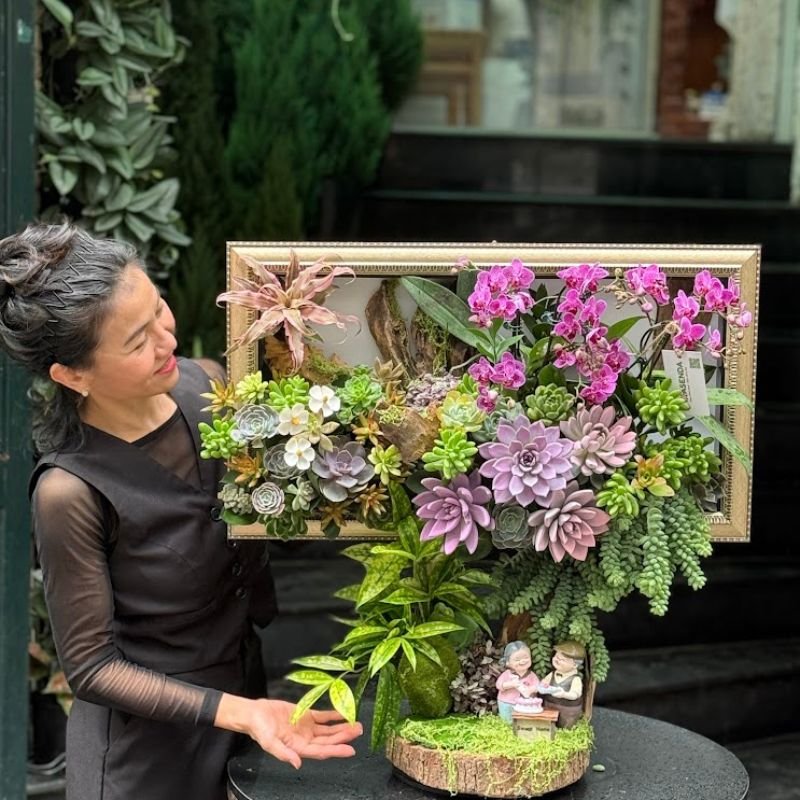 Hoa Lan Hồ Điệp Tết 2026: Tranh Hoa 3D Kết Từ Lan Mini Mix Sen Đá Tươi Đẹp Bền Lâu 2