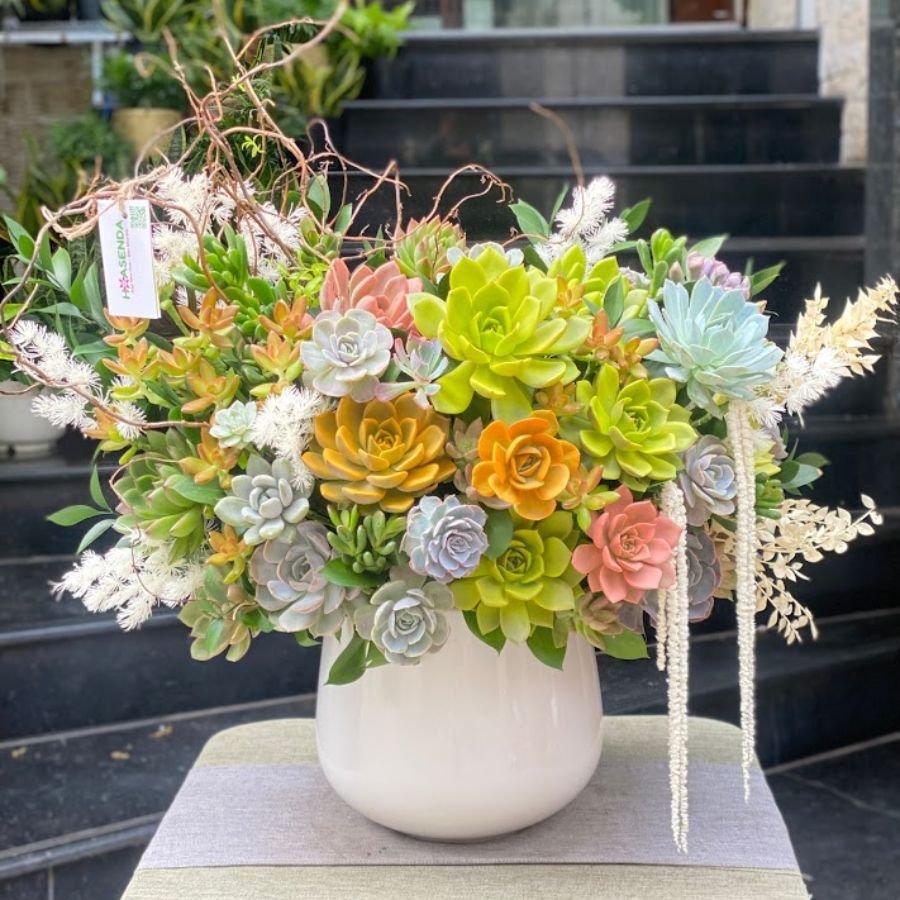 Bình Hoa Sen Đá Decor Quà Tặng Thầy Cô Hiệu Trưởng Ý Nghĩa 2