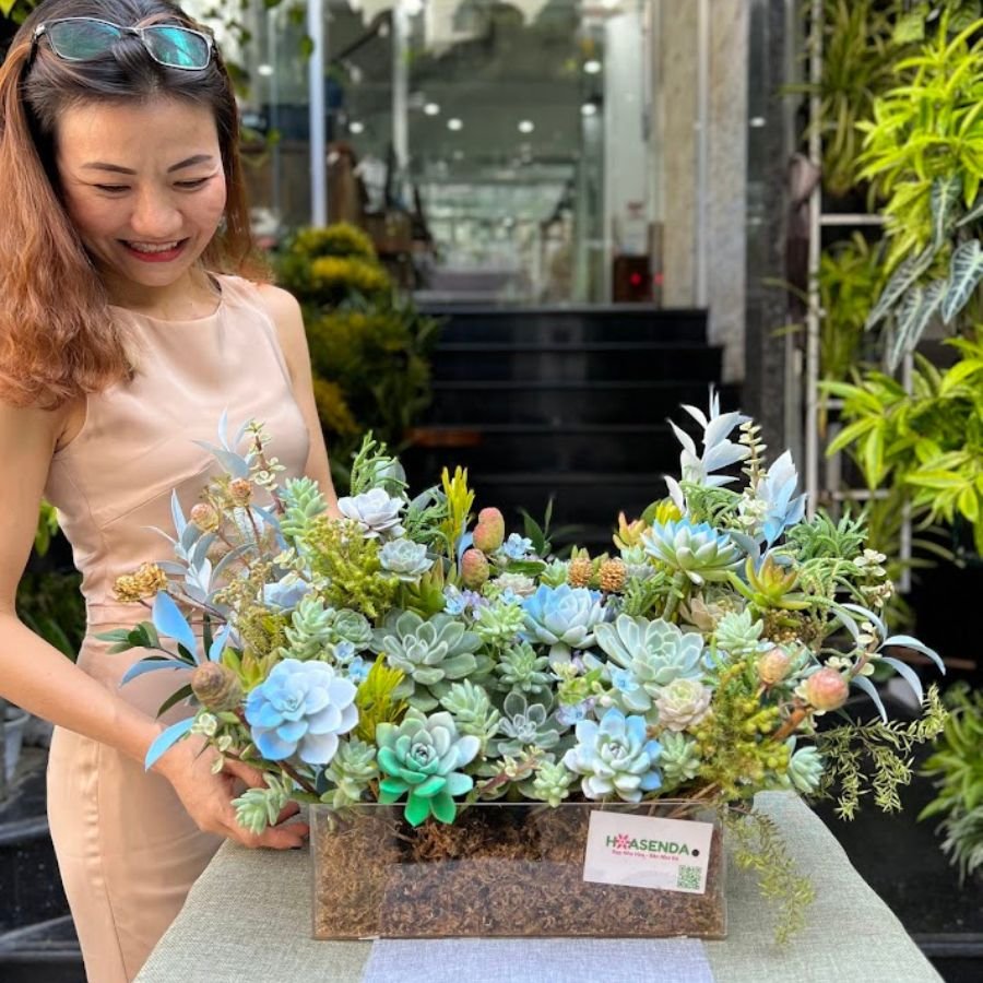 Giỏ Hoa Sen Đá Decor - Quà Tặng Thầy Cô Ý nghĩa 2