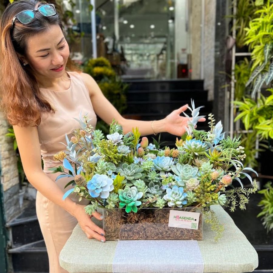 Giỏ Hoa Sen Đá Decor - Quà Tặng Thầy Cô Ý nghĩa