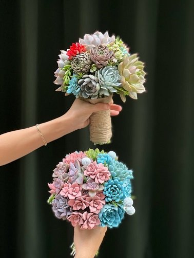 Bó Hoa Cưới Sen Đá Bó Tròn Size Vừa 3