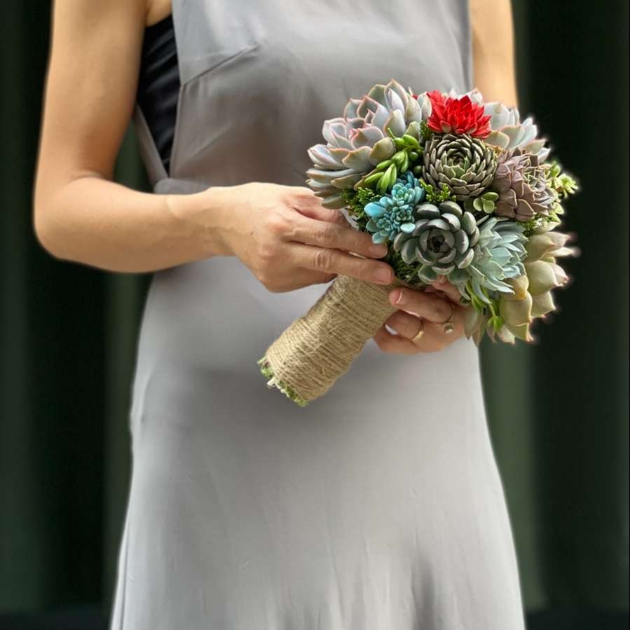 Bó Hoa Cưới Sen Đá Bó Tròn Size Vừa