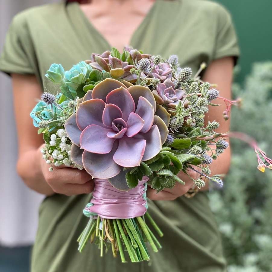Hoa Để Bàn Cưới, Hoa Cô Dâu Sen Đá Phun Màu Công Nghệ 2