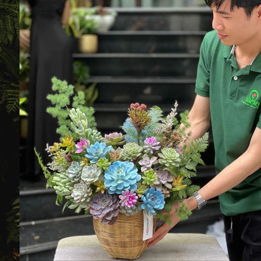 Giỏ Hoa Sen Đá Ý Nghĩa-Quà Tặng Cho Người Cao Tuổi 2