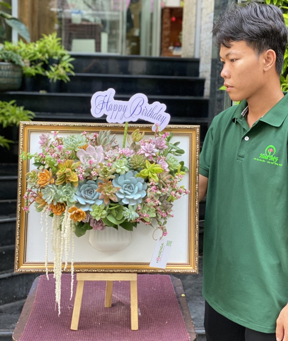 Hoa Chúc Mừng Sinh Nhật Đẹp Độc Đáo Từ Tranh Sen Đá 3D Decor 2