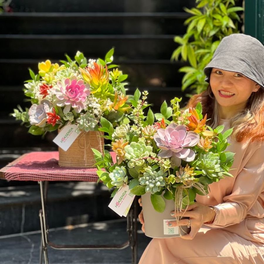Lẵng Hoa Khai Trương - Giỏ Hoa Sen Đá Đẹp Giá Rẻ 2