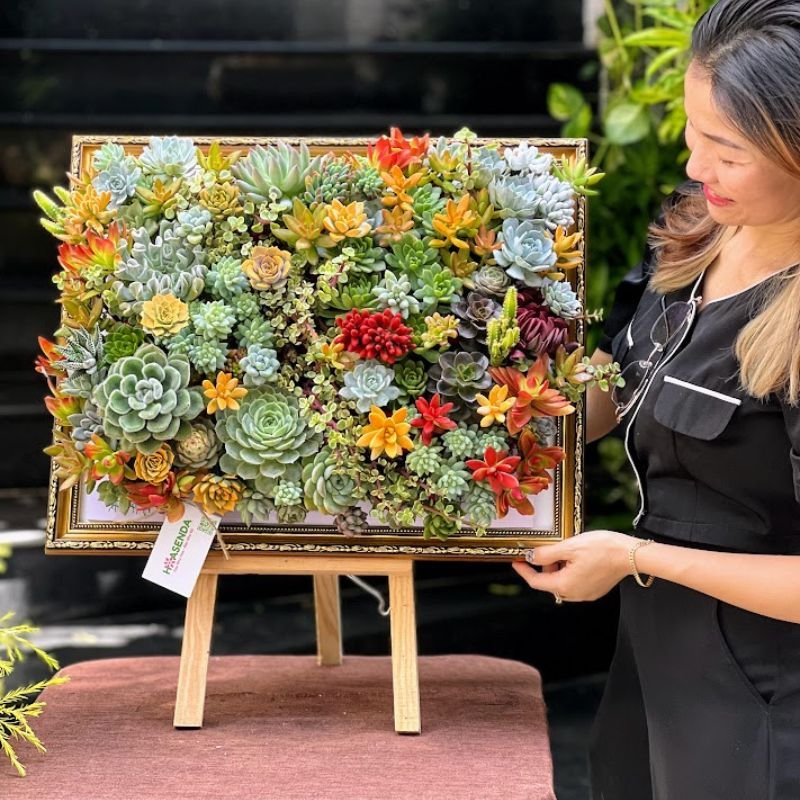 Hoa Sinh Nhật Kệ Tranh Sen Đá 3D Để Bàn Đẹp Độc Đáo - Hoa Sinh Nhật, Hoa Khai Trương Cao Cấp