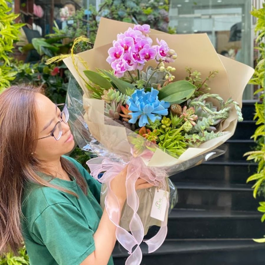 Bó Hoa Sen Đá Tươi Đẹp: Hoa Sinh Nhật Sen Đá Hồ Điệp