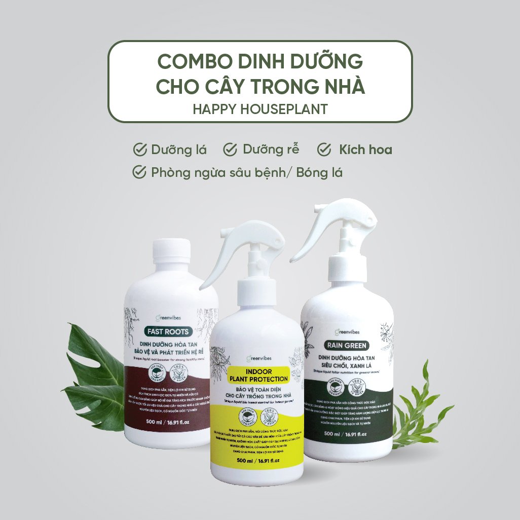 Combo Dinh dưỡng bảo vệ toàn diện cho cây trồng trong nhà HAPPY HOUSEPLANT